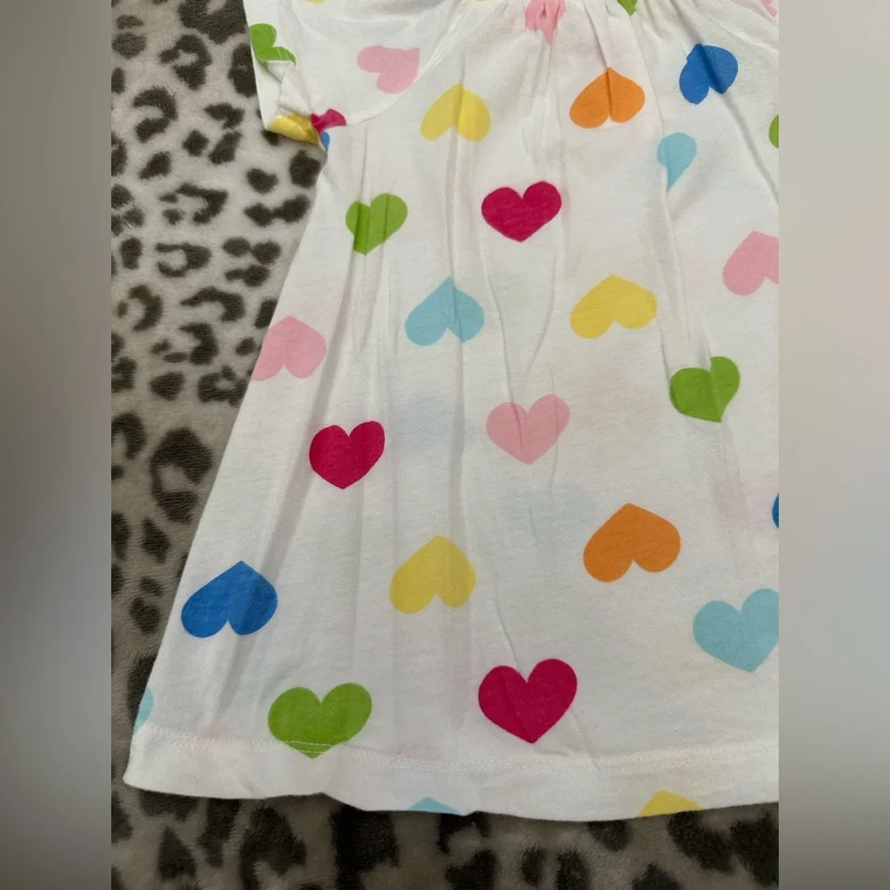 Carter’s Heart Print Short Sleeve Top in White Size 3T Toddler Girls